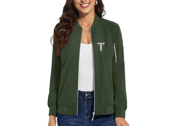 Women's Troy Trojans Premium Bomber Jacket with Polished Detailing and Functional Sleeve Pocket Modern Luxury Outerwear