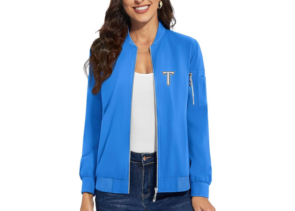 Women's Troy Trojans Premium Bomber Jacket with Polished Detailing and Functional Sleeve Pocket Modern Luxury Outerwear