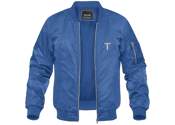 Men's Troy Trojans Lightweight Bomber Jacket Windbreaker Softshell Varsity Jacket Coat