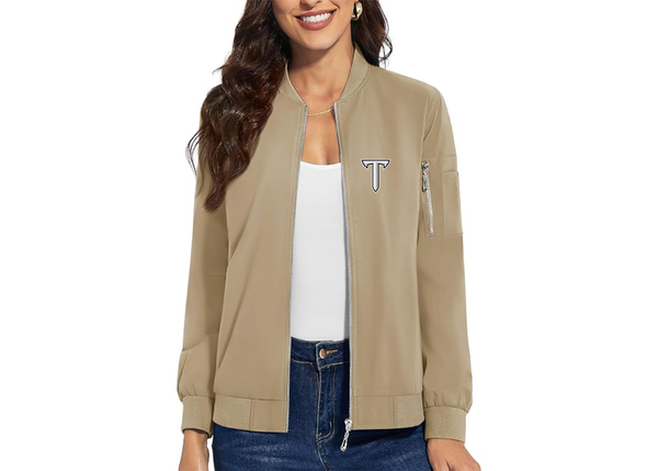 Women's Troy Trojans Premium Bomber Jacket with Polished Detailing and Functional Sleeve Pocket Modern Luxury Outerwear