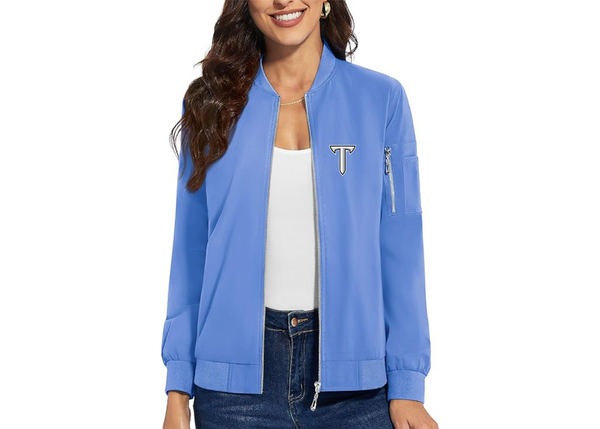 Women's Troy Trojans Premium Bomber Jacket with Polished Detailing and Functional Sleeve Pocket Modern Luxury Outerwear