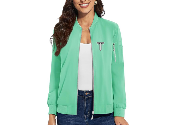 Women's Troy Trojans Premium Bomber Jacket with Polished Detailing and Functional Sleeve Pocket Modern Luxury Outerwear