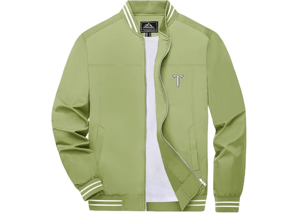 Men's Troy Trojans Lightweight Zip-Up Bomber Jacket with Ribbed Collar and Cuffs Versatile Casual Outerwear