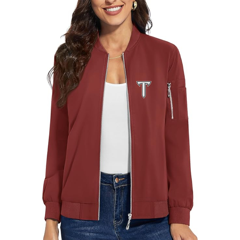 Women's Troy Trojans Premium Bomber Jacket with Polished Detailing and Functional Sleeve Pocket Modern Luxury Outerwear